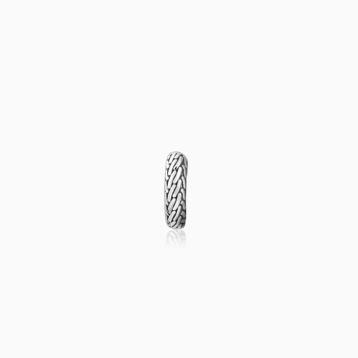 Oxidised Silver GeoGlint Hoop Earring For Him - Image 6