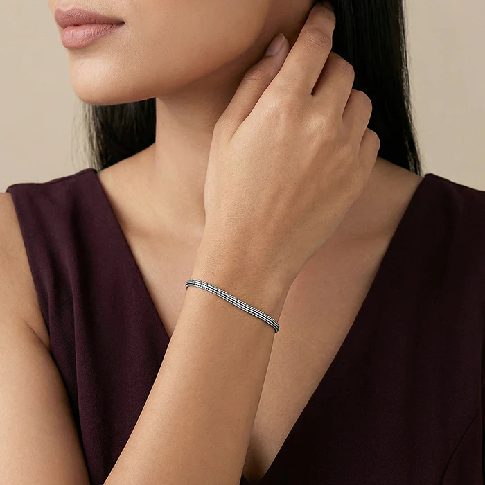 Oxidised Silver Glitter Strand Bracelet - Image 3