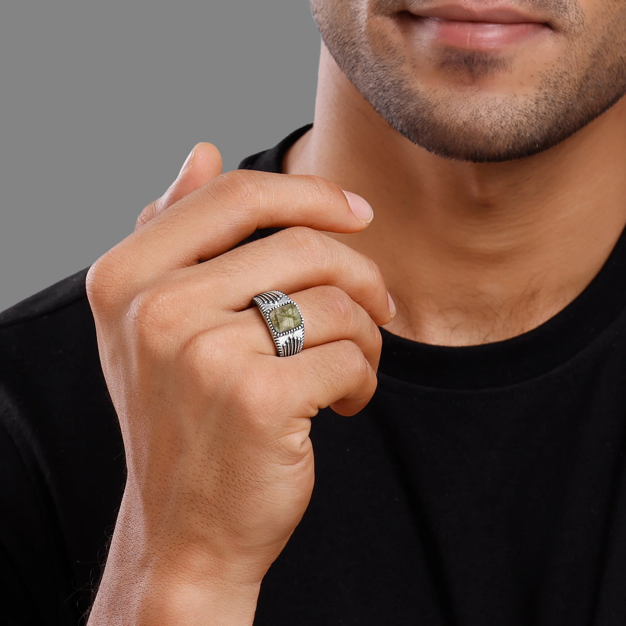 Oxidised Silver Heritage Ring For Him - Image 3