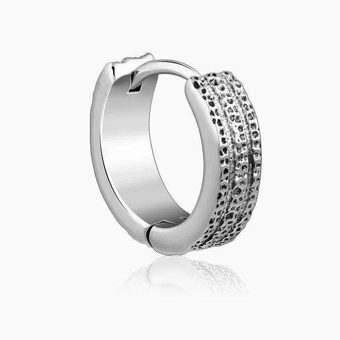 Oxidised Silver Huggie Hoop Earring for Him - Image 5