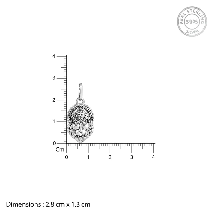 Oxidised Silver Narasimha Crown Pendant With Box Chain For Him - Image 5