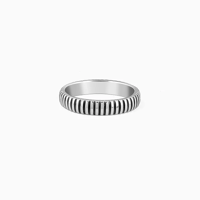 Oxidised Silver Modest Leader Ring For Him