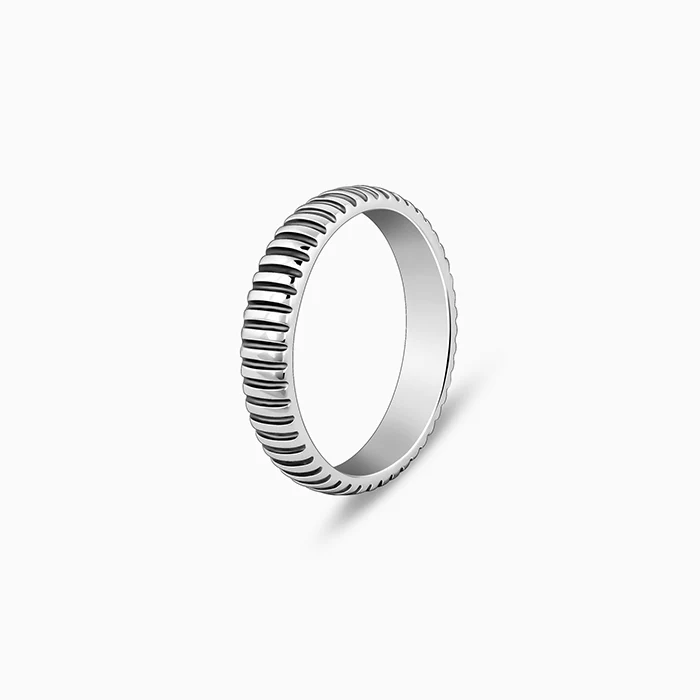 Oxidised Silver Modest Leader Ring For Him - Image 4