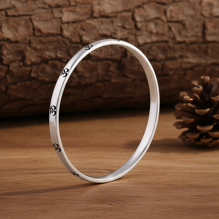 Oxidised Silver Om Kada For Him - Image 2
