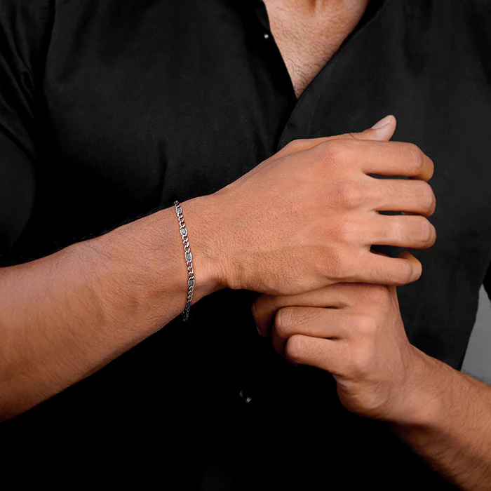 Oxidised Silver Shadow Loop Bracelet For Him - Image 3