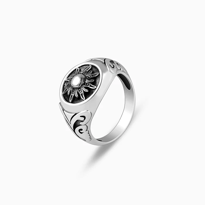 Oxidised Silver Solace Sun Ring for Him - Image 4