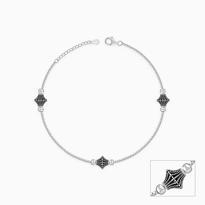 Oxidised Silver Starlace Charm Anklet - Image 3