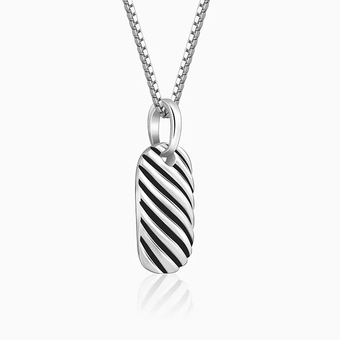 Oxidised Silver Stylish Pendant With Box Chain - Image 4
