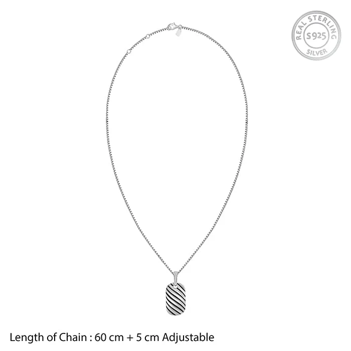 Oxidised Silver Stylish Pendant With Box Chain - Image 6