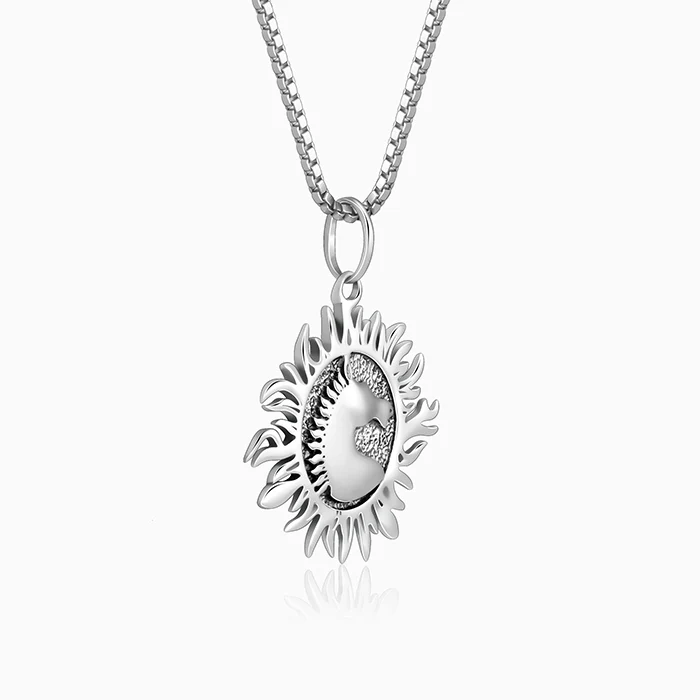 Oxidised Silver Sunborn Horse Pendant With Box Chain For Him - Image 4