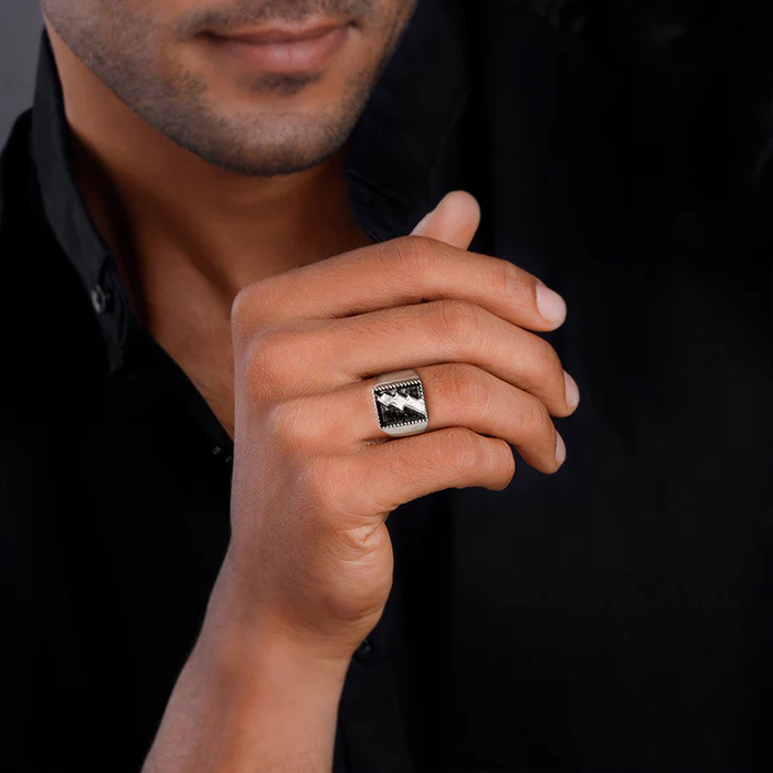 Oxidised Silver Thunder Ring For Him - Image 3