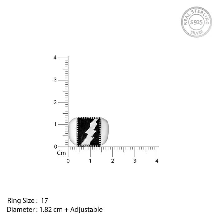 Oxidised Silver Thunder Ring For Him - Image 5