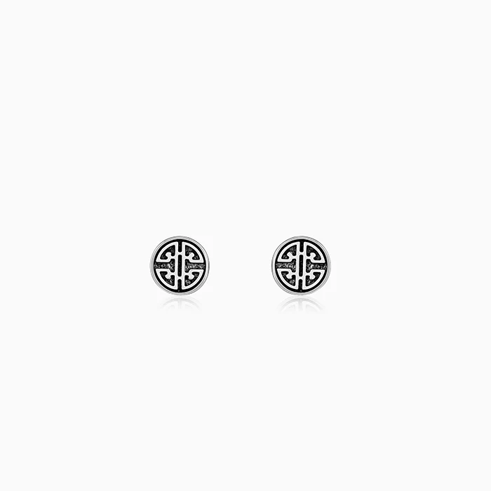 Oxidised Zen Circle Stud For Him - Image 2