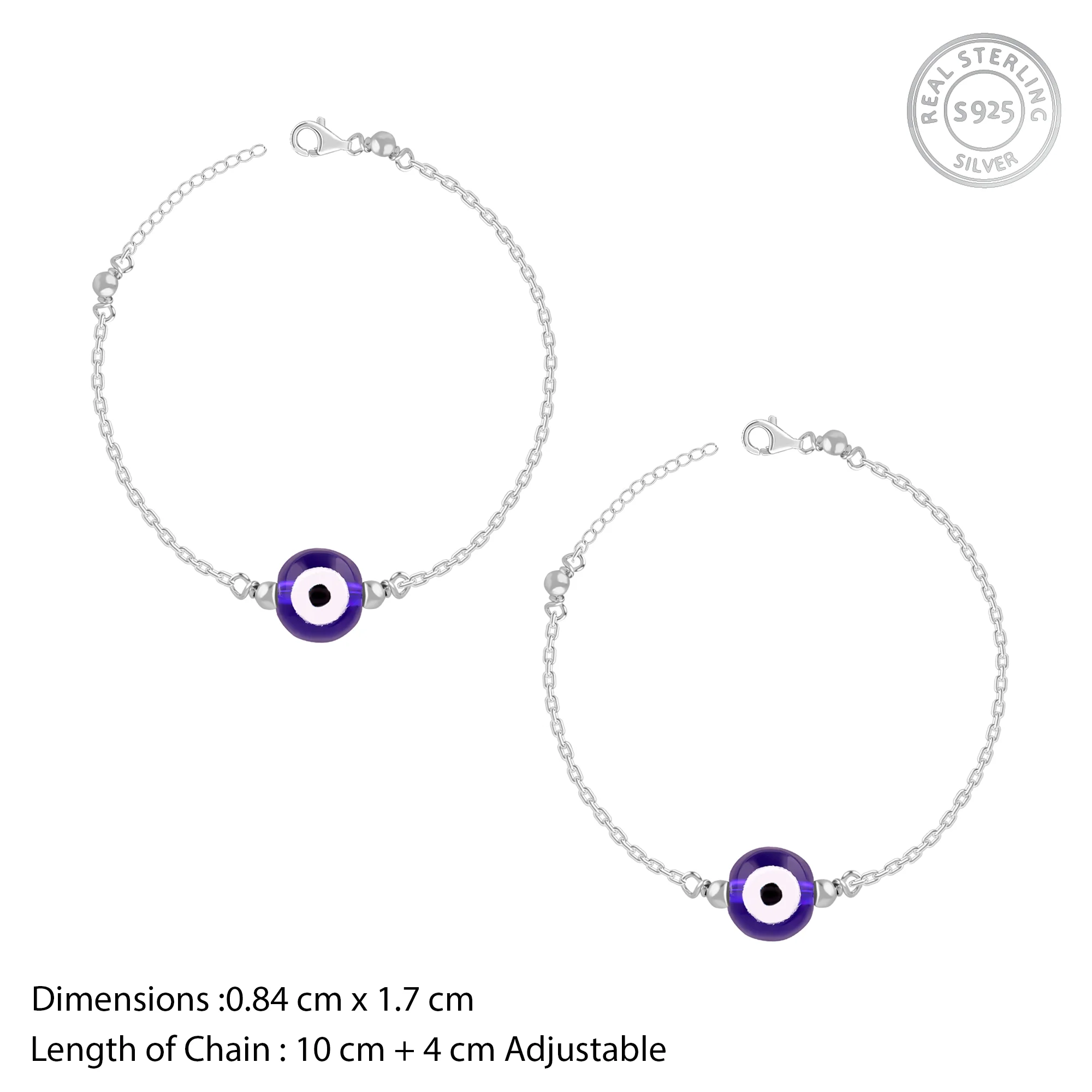 (Pair) Silver Evil Eye Cutie Kids Anklet - Image 4
