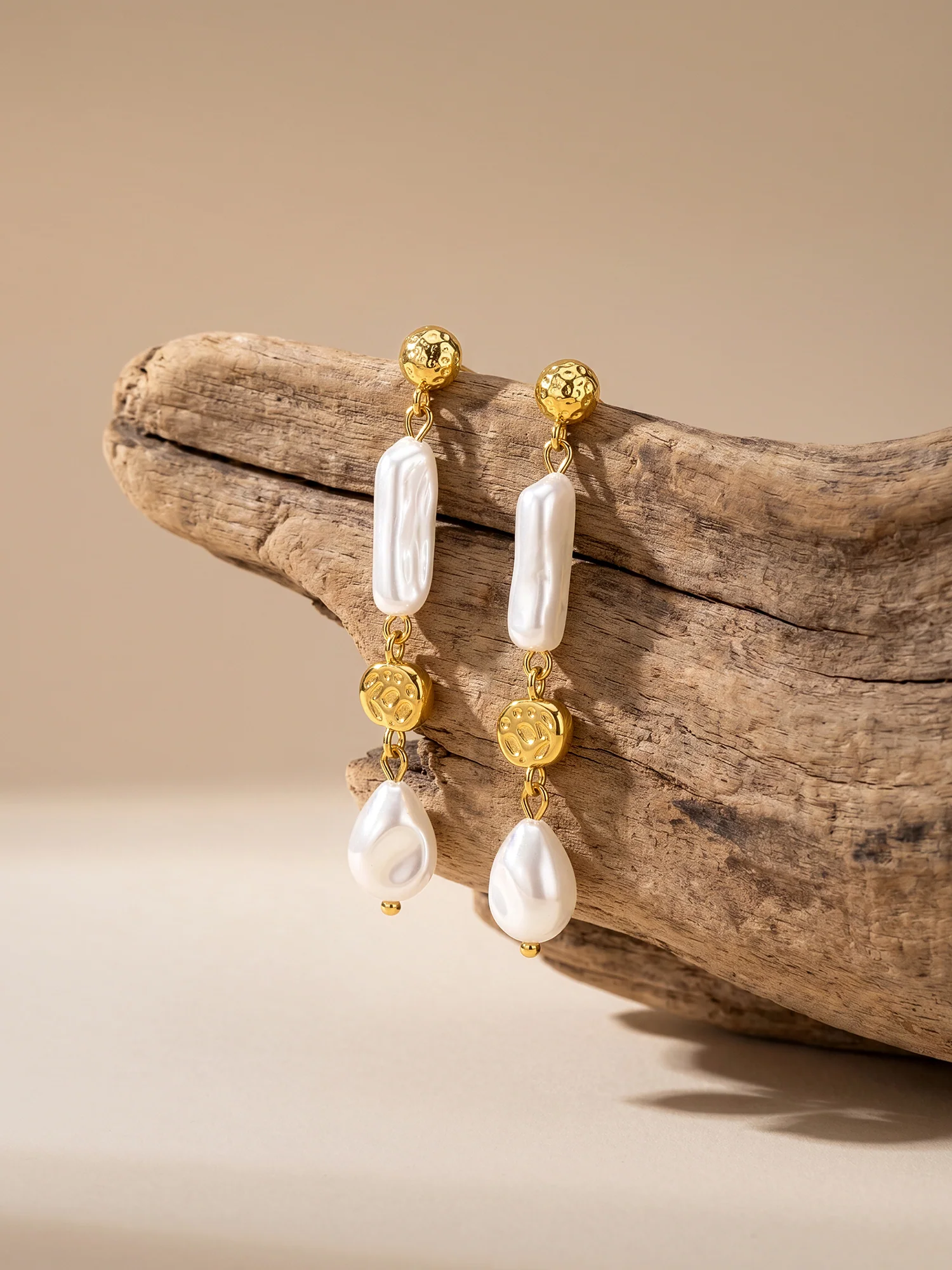 Pearl Bar Babe Gold Plated Earrings - Image 2