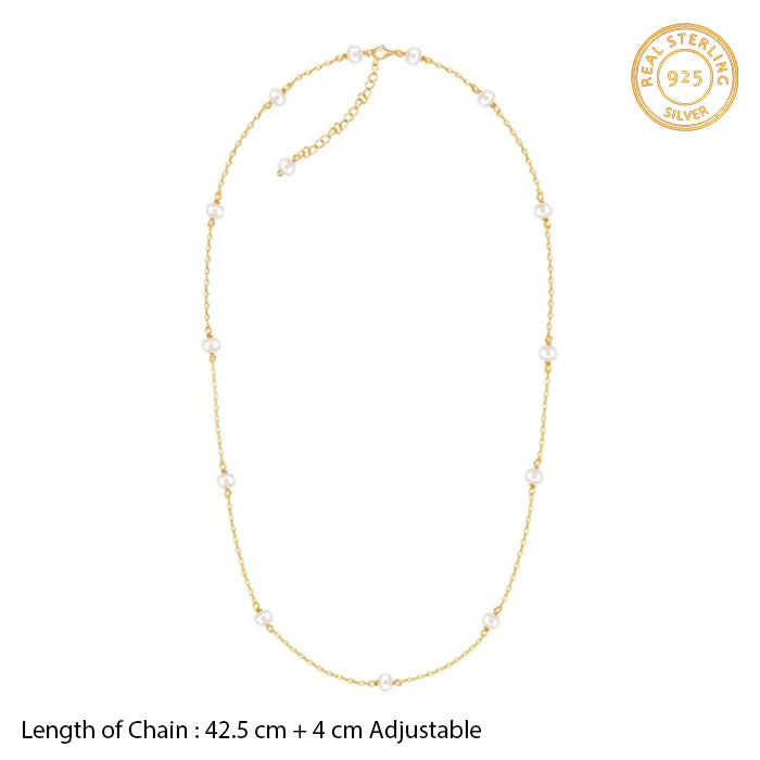 Golden Minimal Pearl Necklace - Image 5