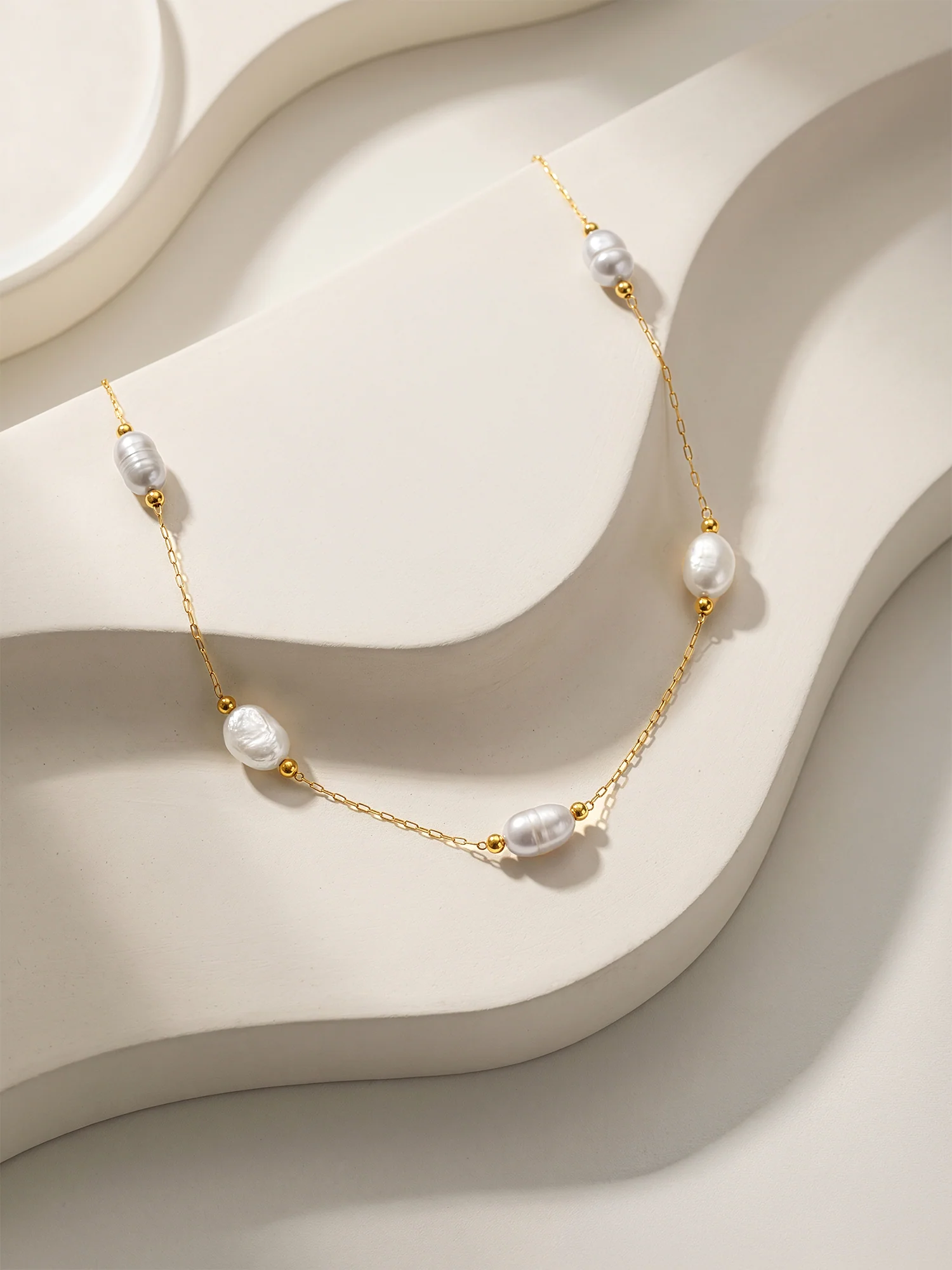 Pearl Sprinkle Gold Plated Necklace - Image 2