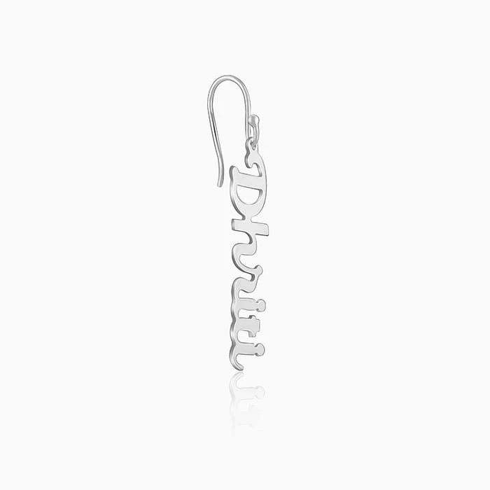 Silver Personalised Cursive Name Earrings - Image 4