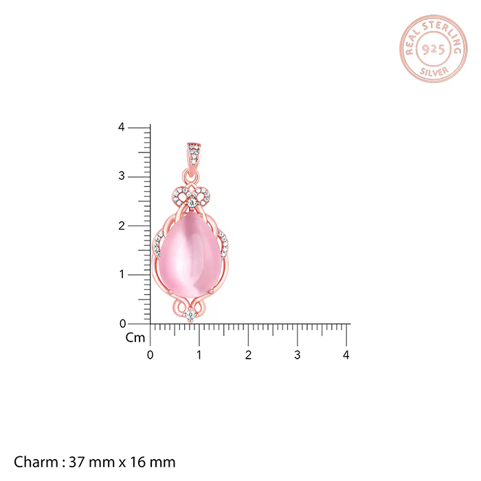 Rose Gold Pink Pendant with Link Chain - Image 5