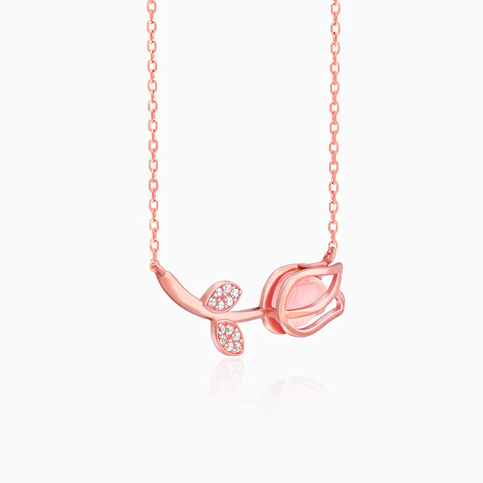 Anushka Sharma Rose Gold Pink Quartz Flower Necklace - Image 5