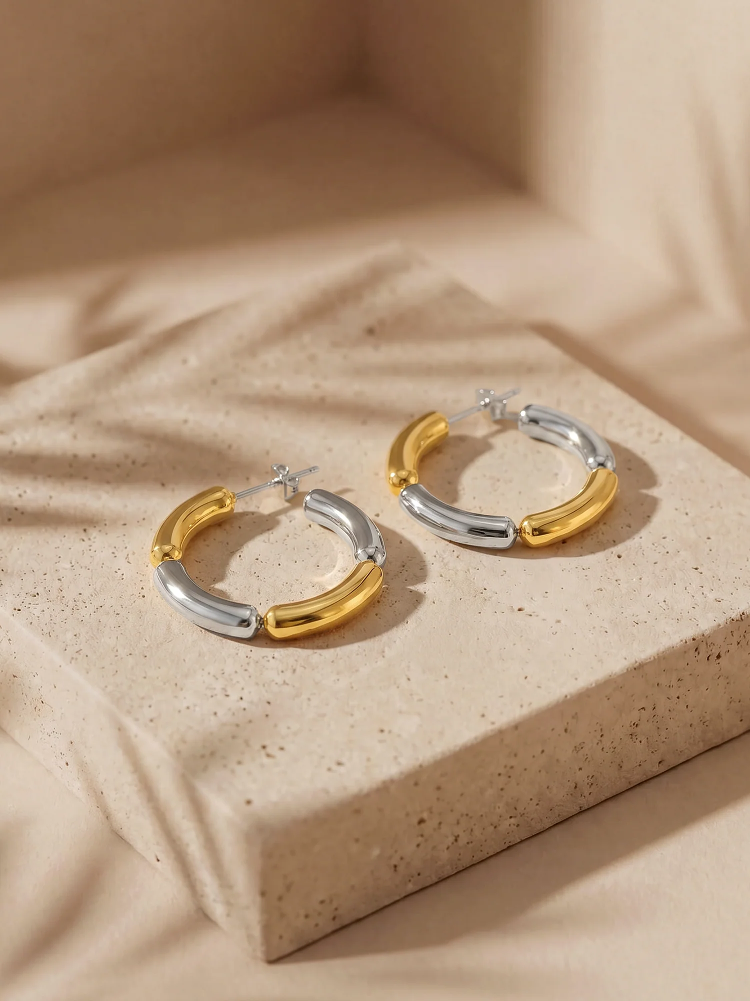 Plot Twist Gold Plated Hoop Earrings - Image 2
