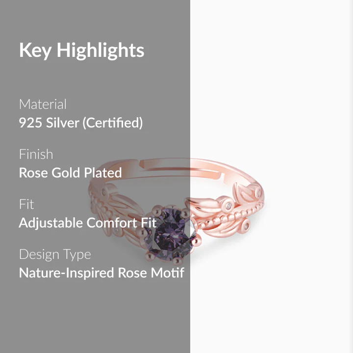 Rose Gold Amethyst Ring - Image 2