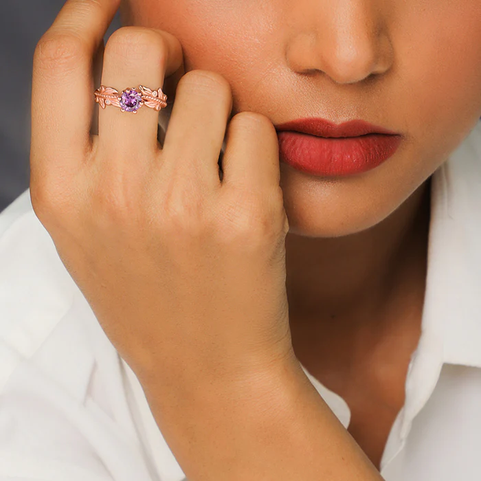 Rose Gold Amethyst Ring - Image 4