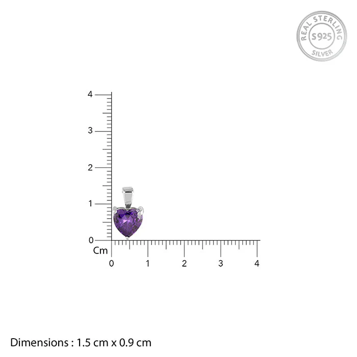 Silver Purple Heart Pendant with Link Chain - Image 6