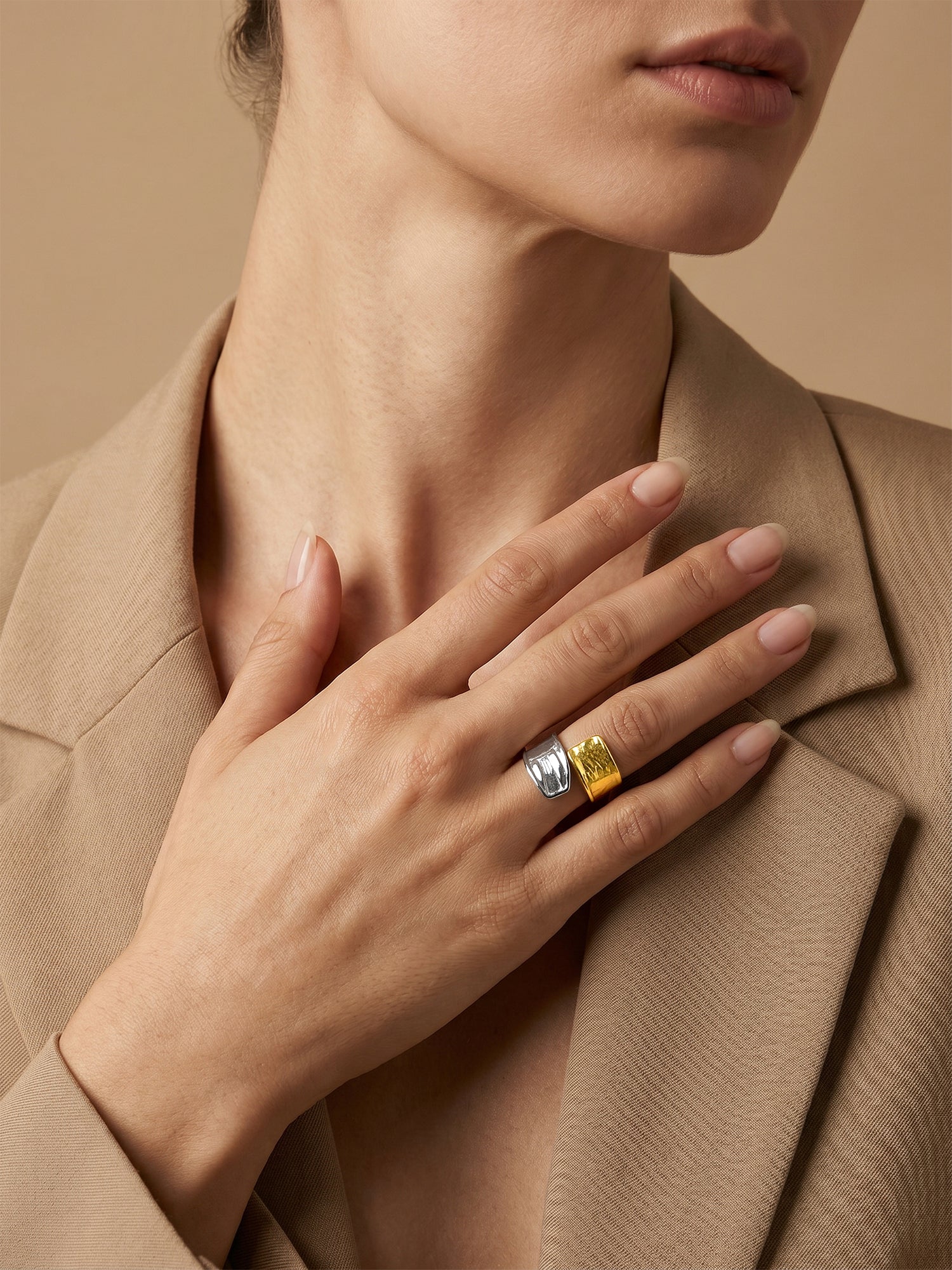 Raw Edge Dual Tone Ring (Size 17) - Image 3