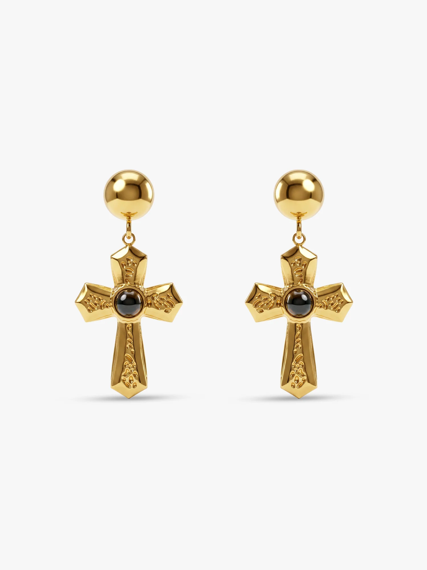 Rebel Cross Edge Gold Plated Earrings - Image 4