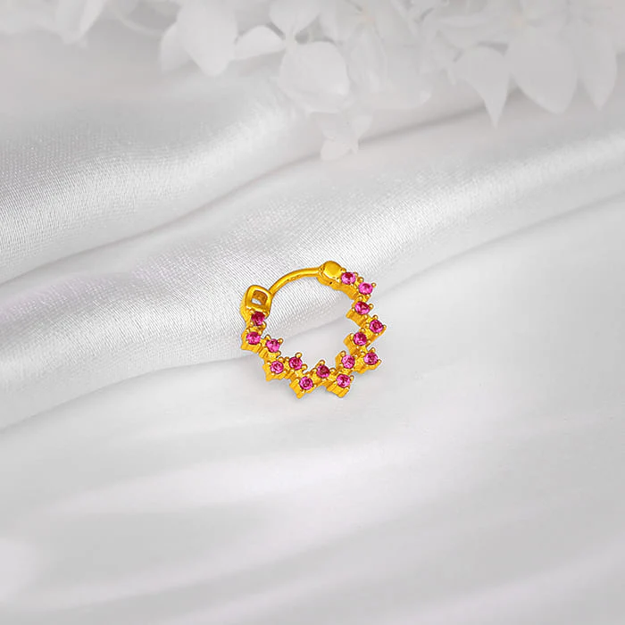 Golden Zig-Zag Red Nose Ring - Image 3