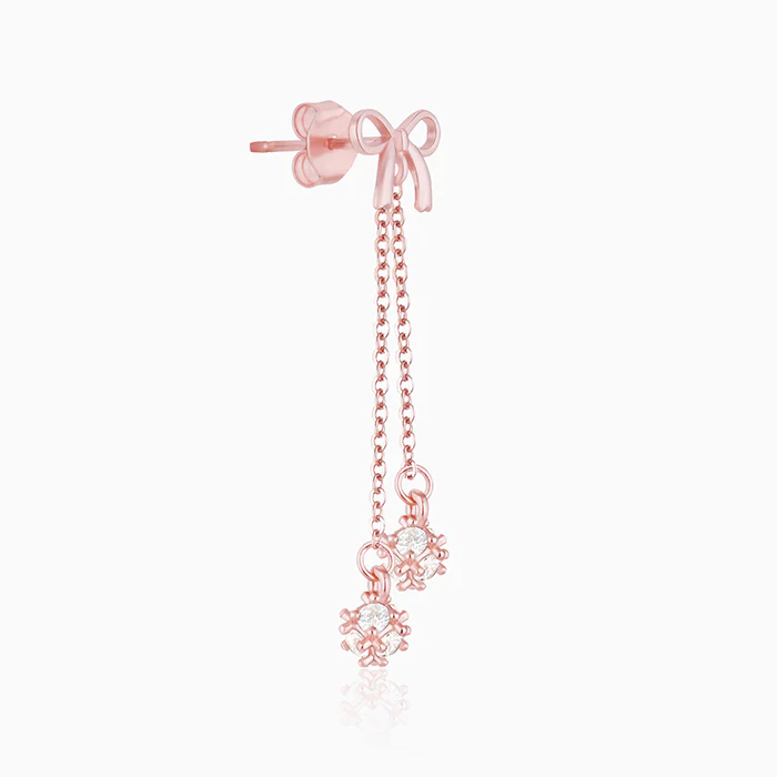 Rose Gold Bow Dangler Earrings - Image 5