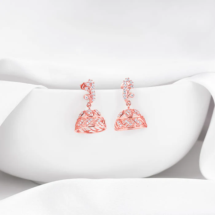 Rose Gold Ajmer Jhumki Earrings - Image 2
