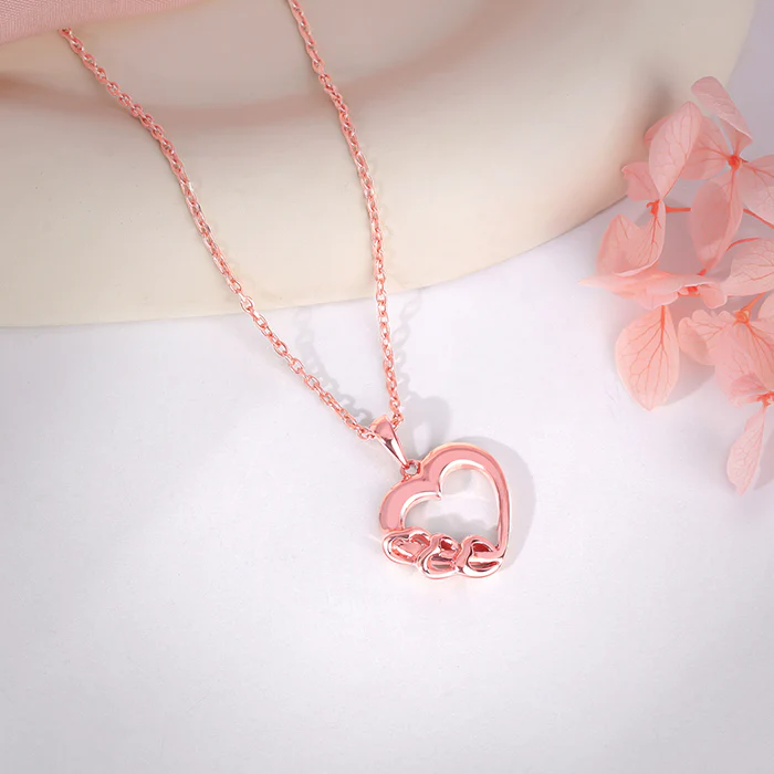 Rose Gold All Hearts Pendant With Link Chain - Image 2