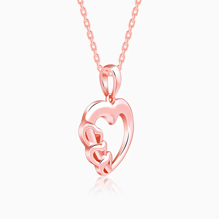 Rose Gold All Hearts Pendant With Link Chain - Image 4