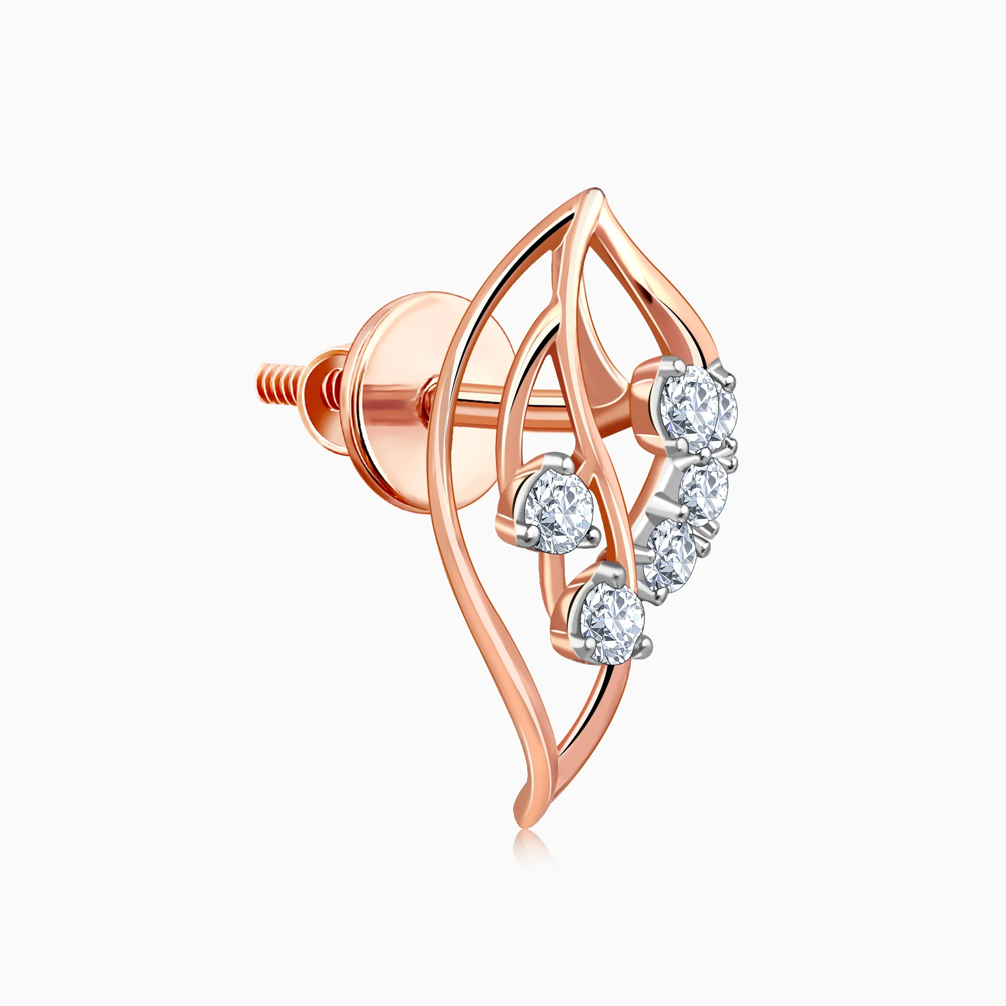Rose Gold Amara Leaf Lab Grown Diamond Studs - Image 4