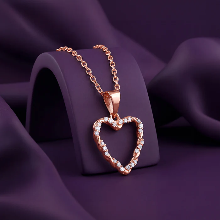 Rose Gold Amora Gleam Pendant with Link Chain - Image 2