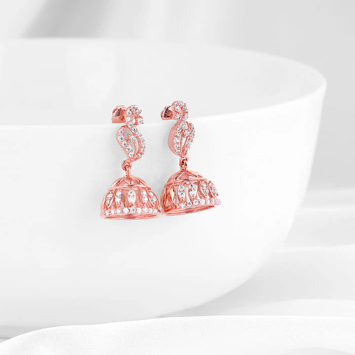 Rose Gold Amroha Jhumki Earrings - Image 2