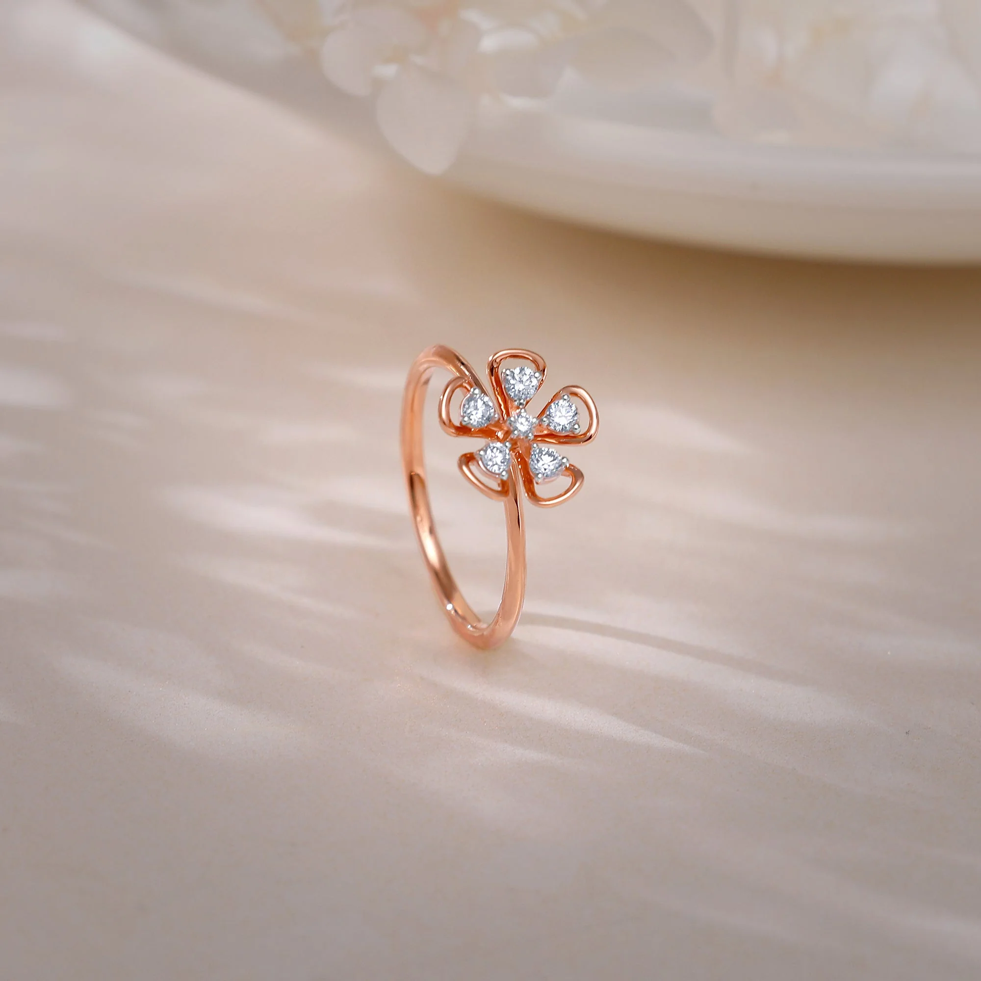 Rose Gold & Diamond Cute Bloom Ring - Image 2