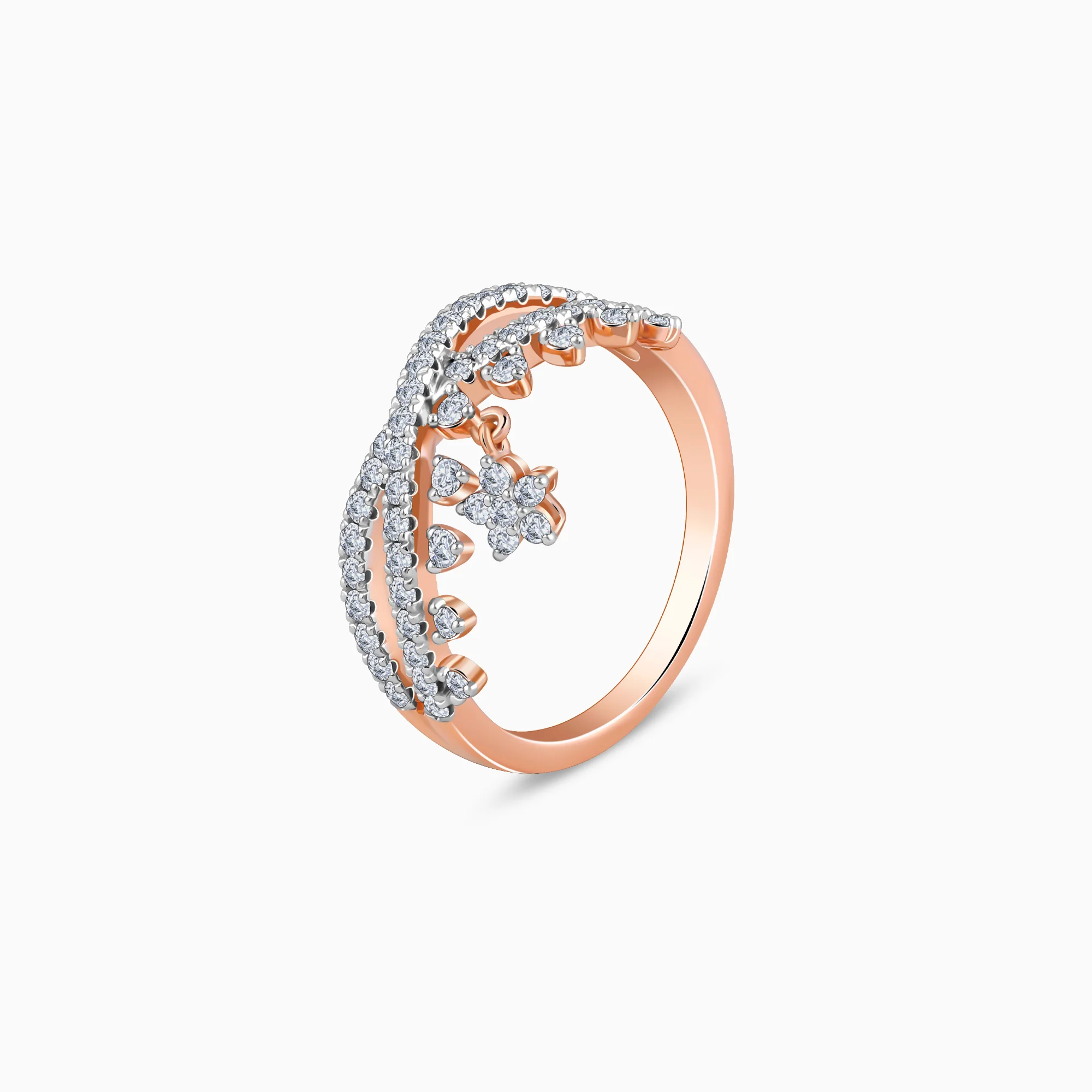 Rose Gold Party Floral Diamond Ring - Image 4