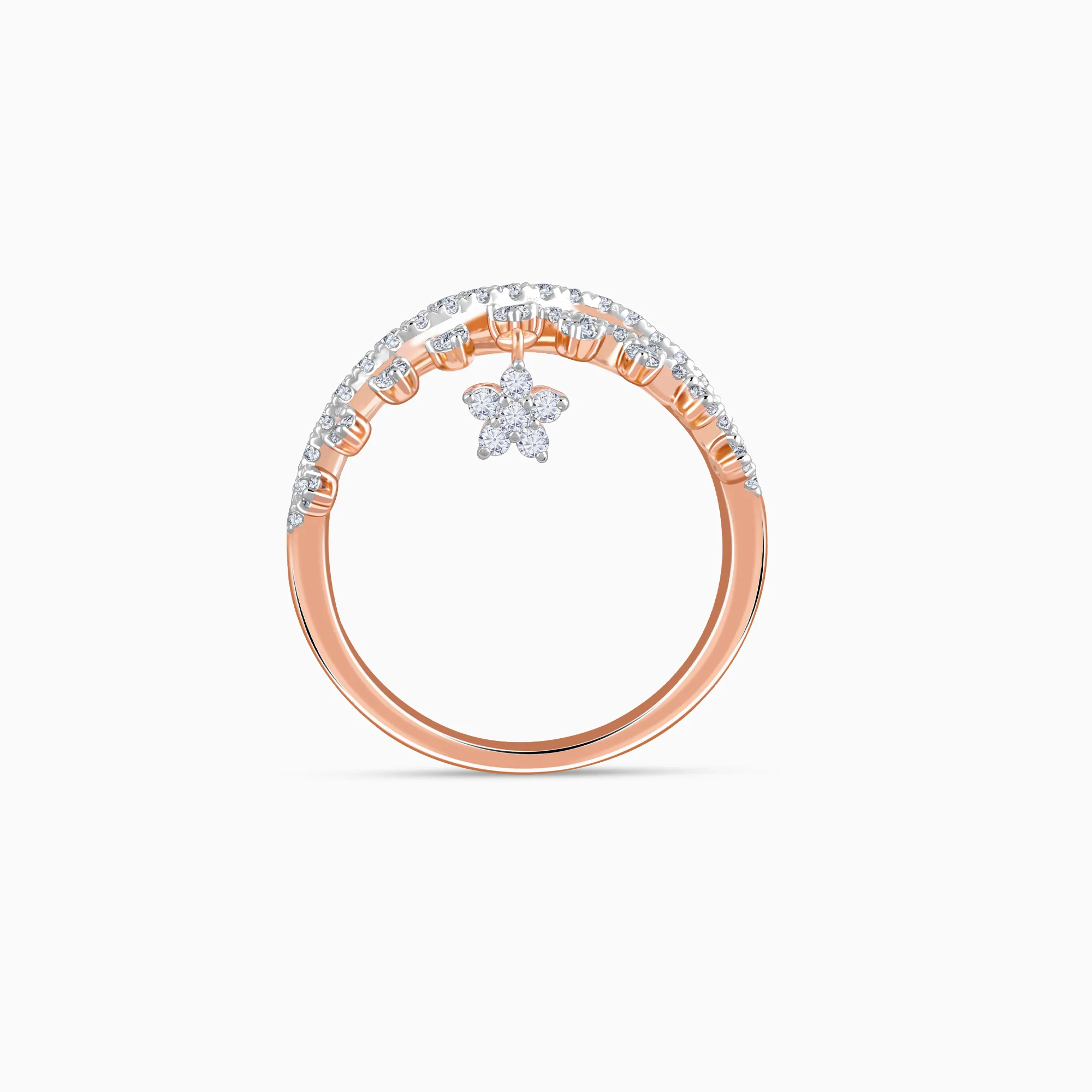 Rose Gold Party Floral Diamond Ring - Image 5