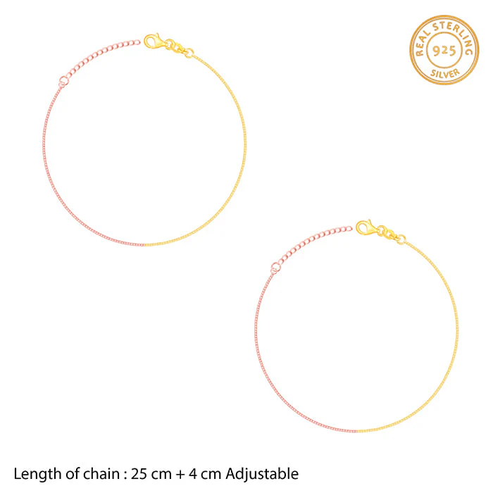 Rose Gold And Golden Cable Chain Anklet - Image 4