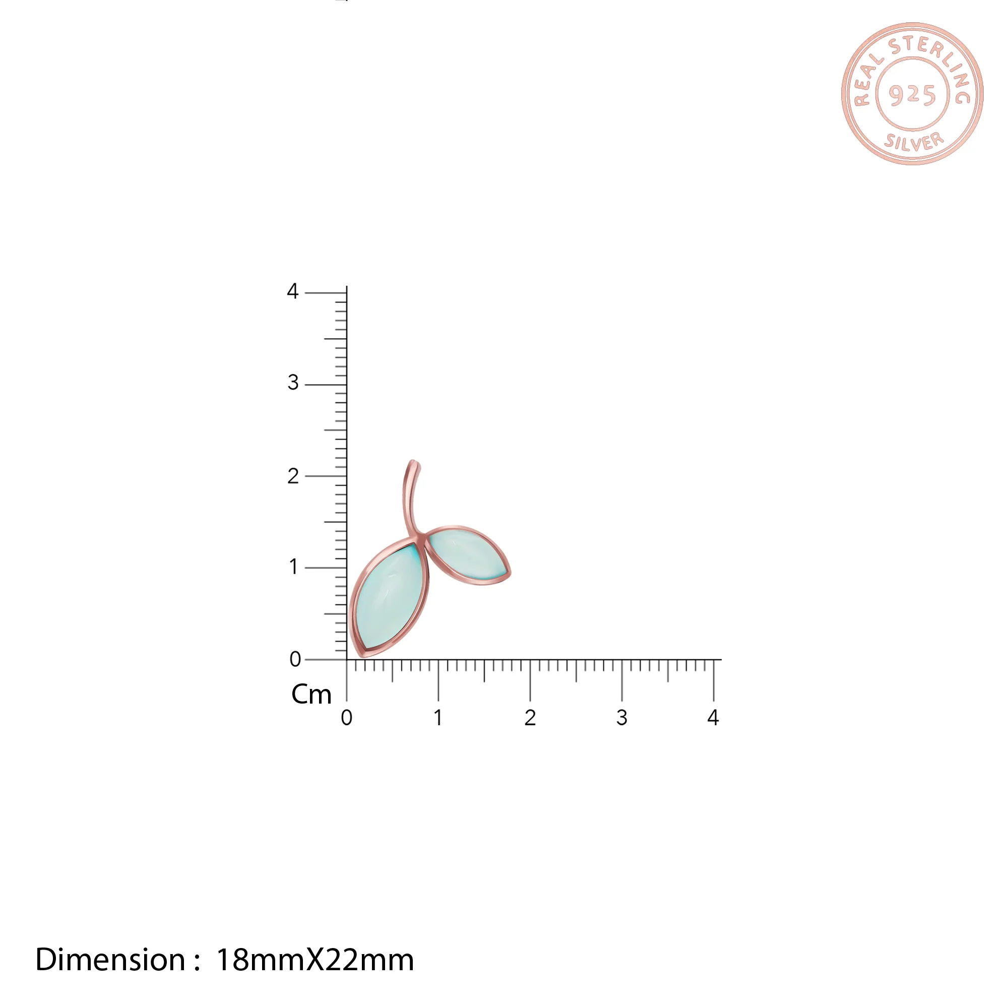 Rose Gold Aqua Dual Chalcedony Leaf Pendant - Image 4