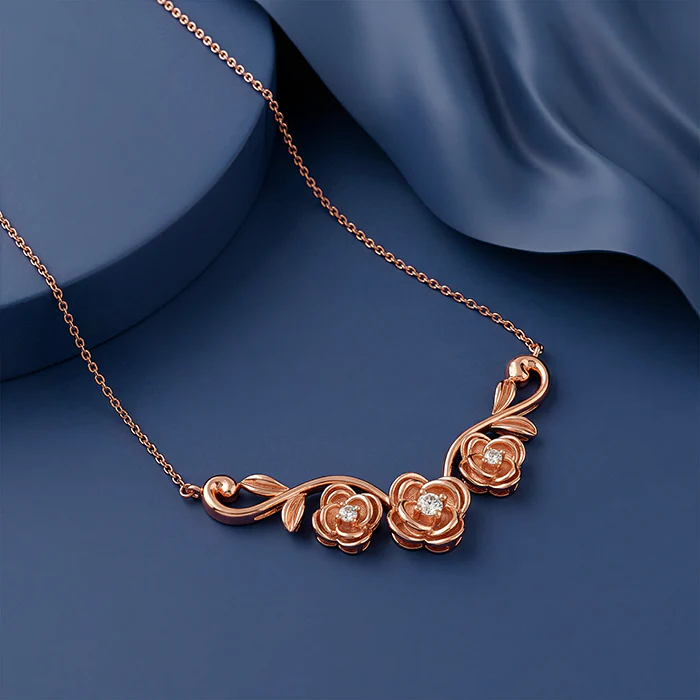 Rose Gold Artsy Floral Necklace - Image 2