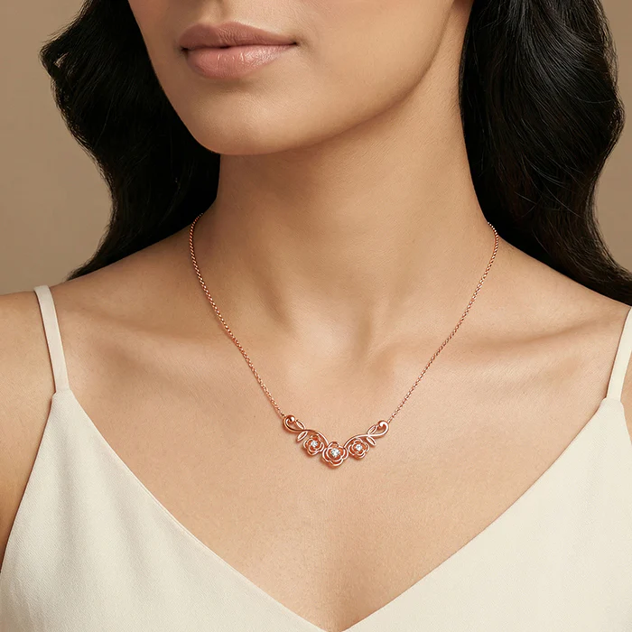 Rose Gold Artsy Floral Necklace - Image 3