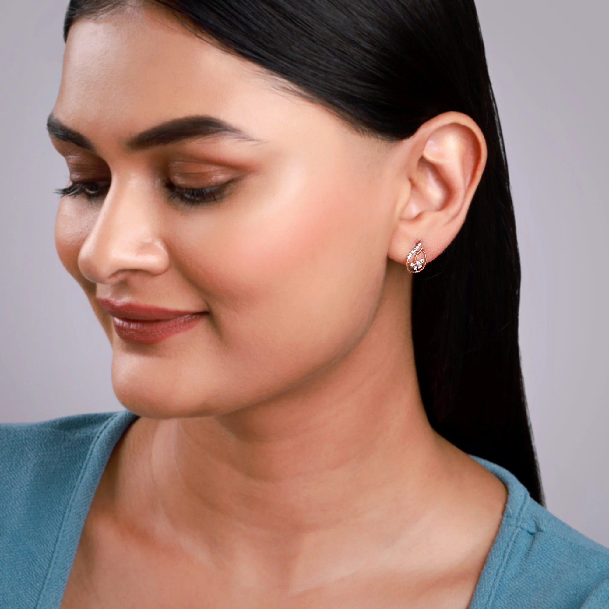 Rose Gold Aurelia Blossom Lab Grown Diamond Earrings - Image 3