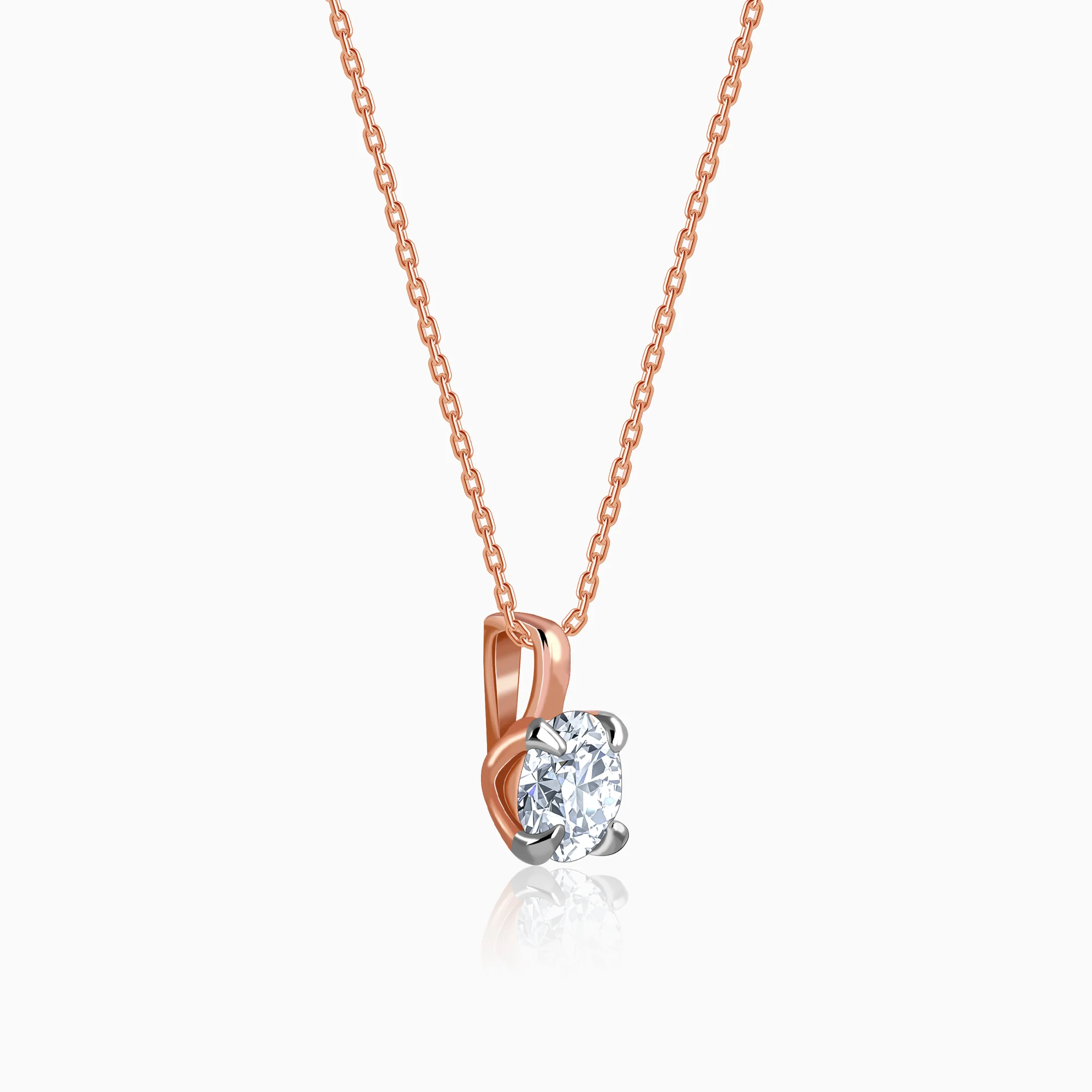 Rose Gold Aurora Gem Lab Grown Diamond Solitaire Pendant - Image 4