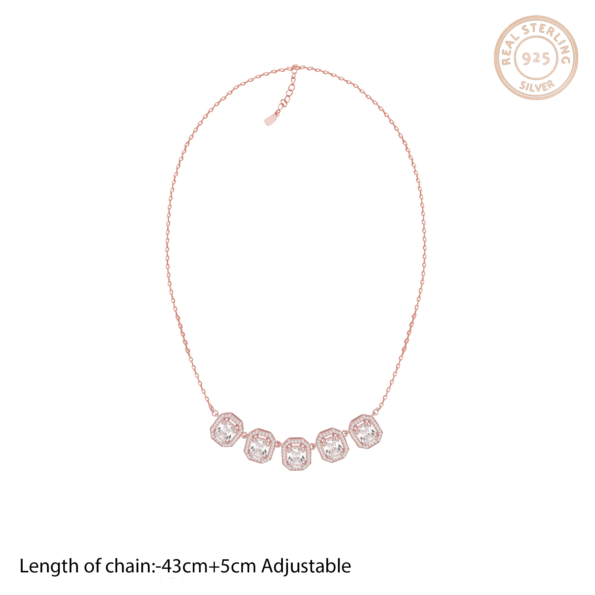 Rose Gold Baguette Bunch Necklace - Image 4