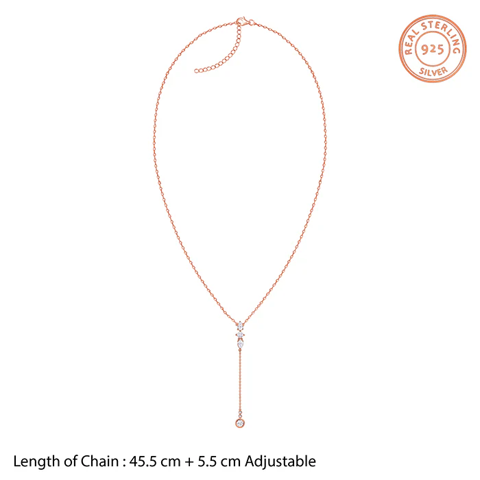 Rose Gold Bezel Lariat Necklace - Image 4