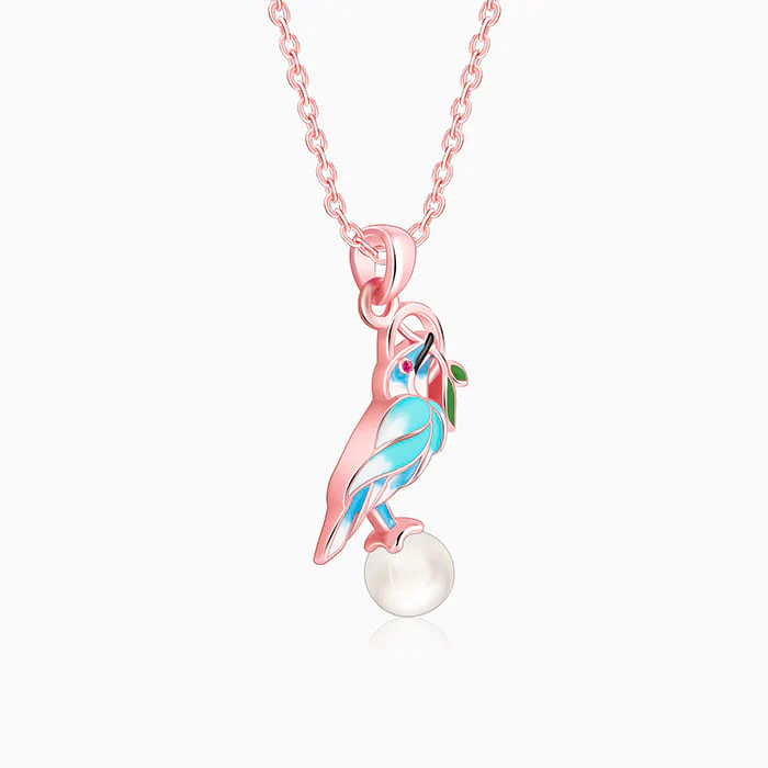 Rose Gold Blissful Bird Pendant With Link Chain - Image 4